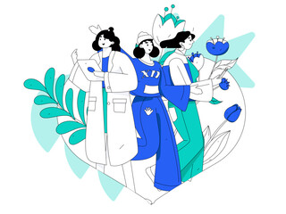 3.12 International Women's Day professional women flat character vector concept operation hand drawn illustration
