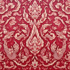seamless red pattern in temple thailand.