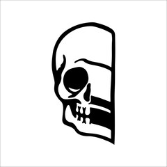 vector illustration of half skull concept