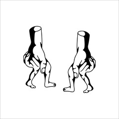 vector illustration of hands with feet concept
