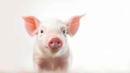 close up of a pig on white background generated by AI tool