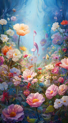 Surreal Symphony, A Harmonious Floral Extravaganza in the Enchanted Garden of Imagination