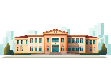 Fototapeta premium Elementary school isolated on a white background, a simple and clean representation of a primary educational institution