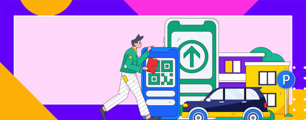 Naklejka premium Flat vector concept operation hand drawn illustration of people taking a taxi 