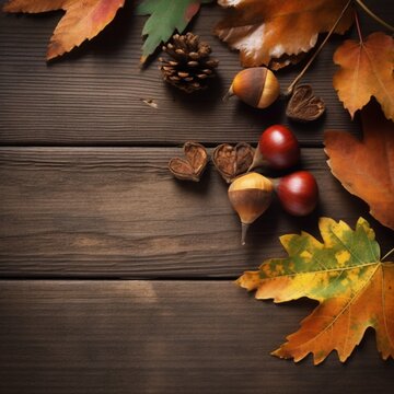 Autumn_Background_Autumn_Background_Photo_With_Acorn and leave AI Generated
