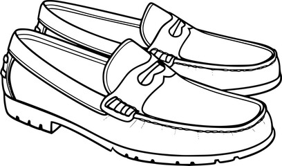 Outline of loafers for coloring page