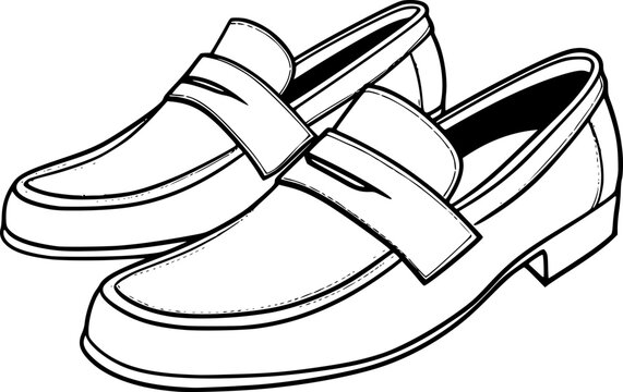 black and white loafers shoes clip art preview