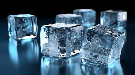 ice cubes on black background