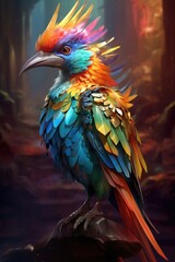 Obraz premium A vibrant bird perched on a rocky surface