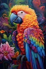 Obraz premium A vibrant parrot perched on a tree branch