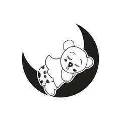 teddy bear on moon vector illustration design