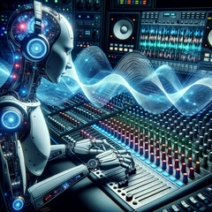 AI making music contents instead of human, Generative AI - obrazy, fototapety, plakaty