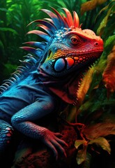 Obraz premium An iguana perched on a tree branch in its natural habitat