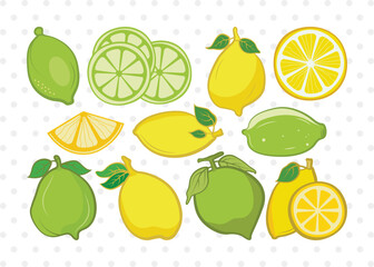 Lemon Clipart SVG Cut File | Half Lemon Svg | Lime Svg | Fruit Svg | Lemon Slice Svg | Lime Bundle | Summer SVG | Eps | Dxf | Png |