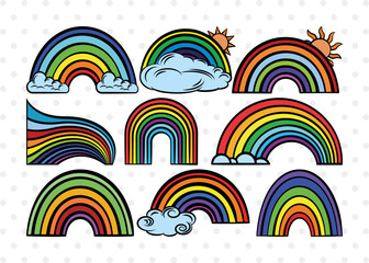 Rainbow Clipart SVG Cut File | Rainbow Svg | Cloud Svg | Rainbow & Clouds Svg | Layered Rainbow Svg | Eps | Dxf | Png

