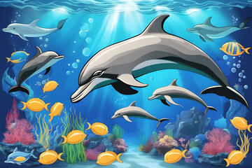 Obraz na płótnie Canvas dolphins in the sea. generative ai.