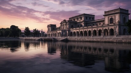 Fototapeta premium a waterfront building with a picturesque view