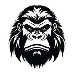 Silhouette of angry gorilla, black and white