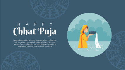 vector illustration indian festival of chhat puja celebration card background