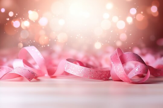 pink ribbon table lights background resources profile joy life sparse floating particles wearing hair bow wistful bosom banner