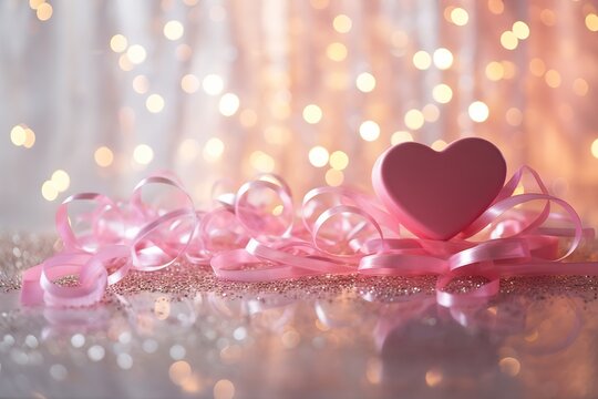 pink heart shaped object ribbon background giving gifts people clothing glowing luminescent invocations birthday wrapped presents entertainment texture flirty