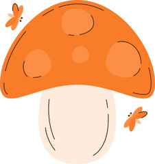 Mushroom Cartoon  Doodle Element