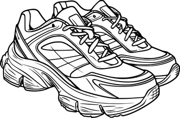Outline of sport shoes for coloring page