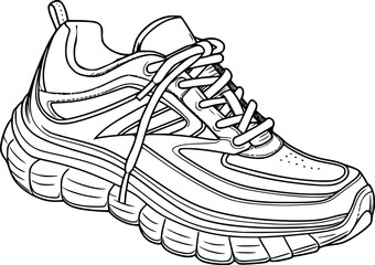 Outline of sport shoes for coloring page