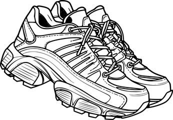 Outline of sport shoes for coloring page