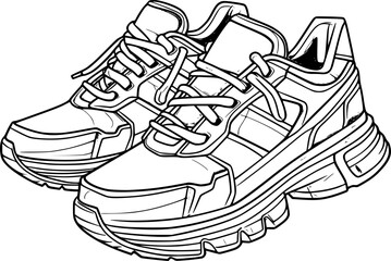 Outline of sport shoes for coloring page