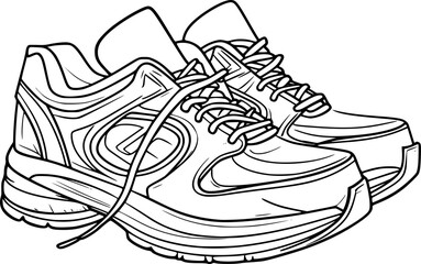 Outline of sport shoes for coloring page