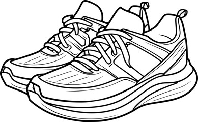 Outline of sport shoes for coloring page