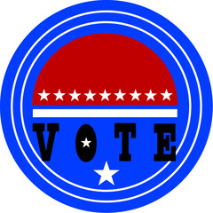 Simple Vote Button blue circle with black bold write