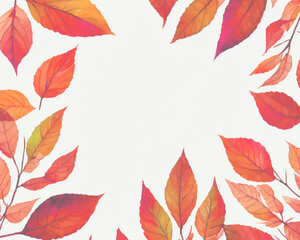 Obraz premium 秋の紅葉の水彩風のベクターイラストフレーム