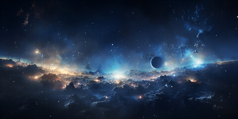 Stunning realistic wallpaper of a deep space starry astrophotography universe cosmus space background generative ai
