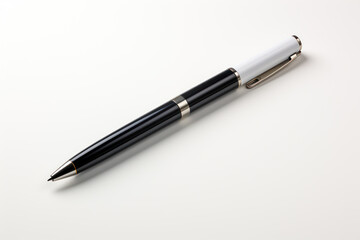 Detailed black white ballpoint pen isolated on white background