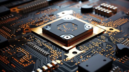 Macro Closeup photo of computer chip chips. AI Generation 