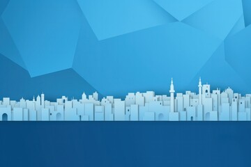 Fototapeta premium Illustration of a Muslim city skyline with copy space