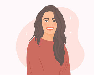 Beautiful young woman with a happy smile on her face.Vector illustration.