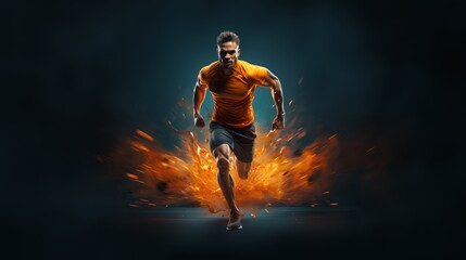 Portrait of a male athlete running. Generative ai