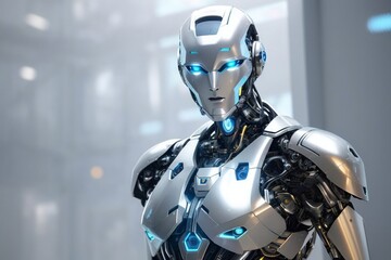Fototapeta premium Modern Tech robot with background