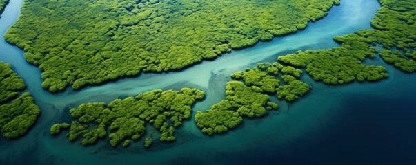mangrove forest, aerial view photography, top view photography, Generative AI