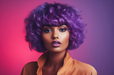 Obraz premium Portrait of a young African American woman with a wig