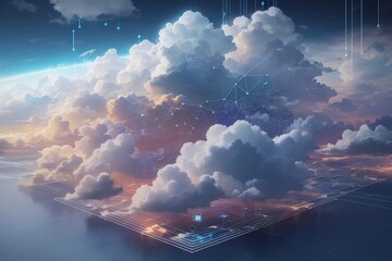 sky and clouds over technology - Ai Generated 