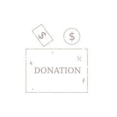 Donation Box Line Art Illustration