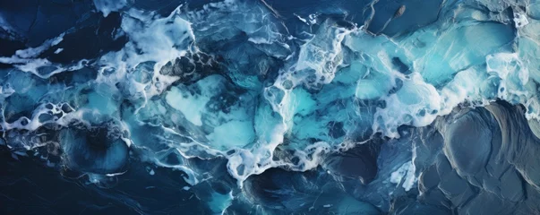 Zelfklevend Fotobehang glacier, aerial view photography, top view photography, Generative AI © kanesuan