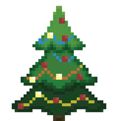Fototapeta premium christmas tree pixel art with green and red balls decoration