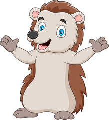 Cute cartoon hedgehog mascot posing. Vector illustration