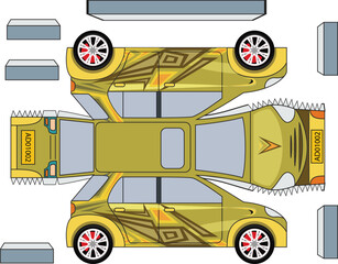 fast Racing 3D PRINTABLE CAR, Paper Craft, Ready to print