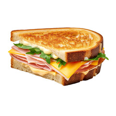 Ham and cheese sandwich on a white background isolated PNG